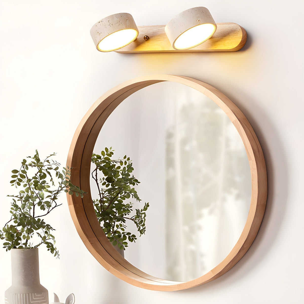 Applique da parete moderna in travertino rotonda con LED a 1 luce