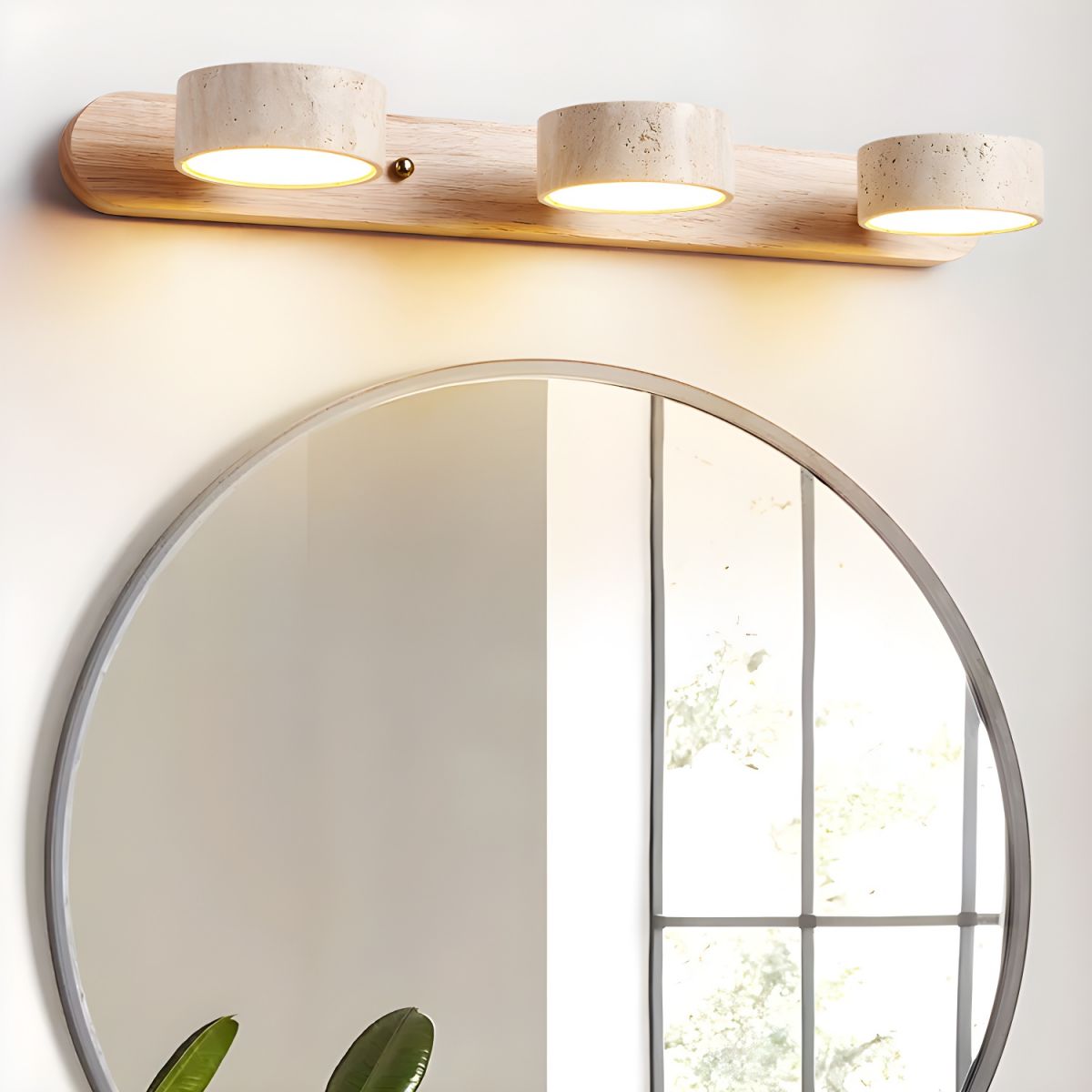 Aplique de pared moderno de travertino redondo con LED 1 luz