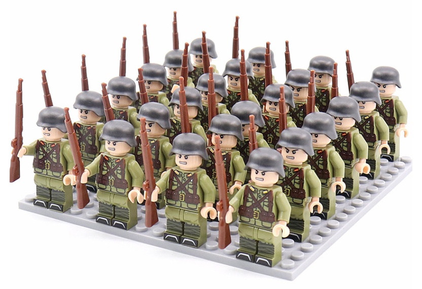 21-teiliges Set WWII Armee Militärbausteine Deutschland Frankreich Italien Japan Großbritannien