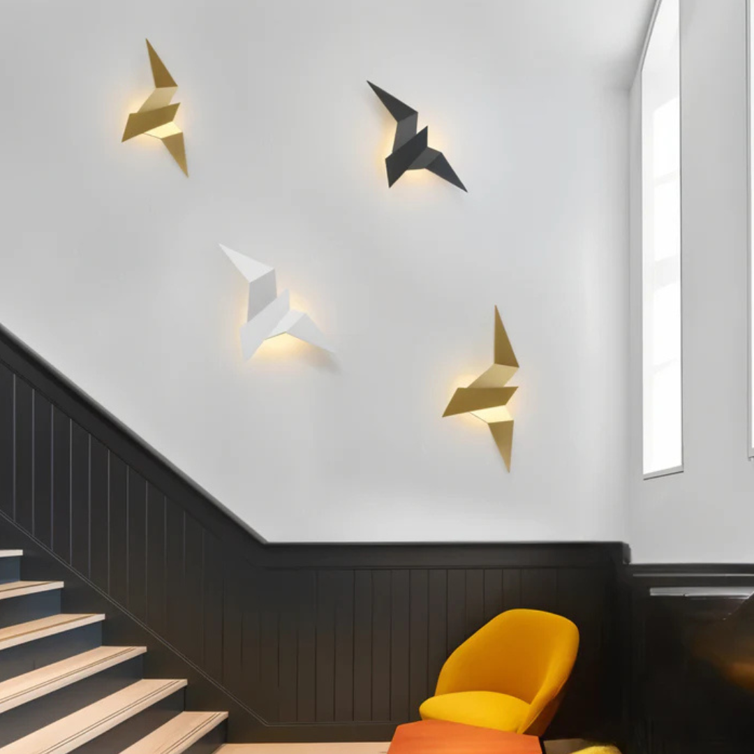 Unieke Origami Wandlamp – Stijlvolle Binnenwandlampen voor Woonkamer en Slaapkamer, Warm LED Licht, Metalen Ontwerp