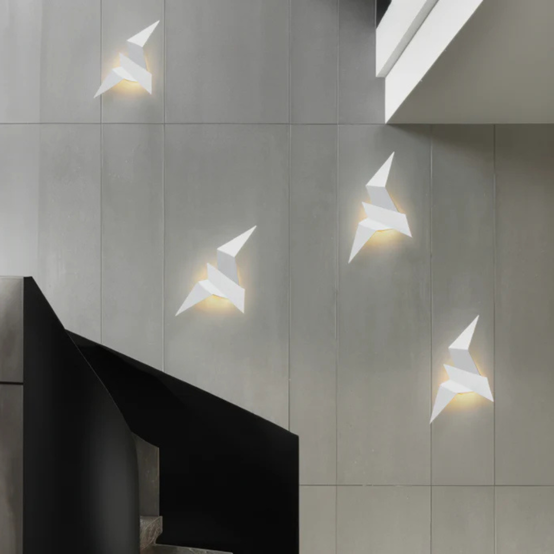 Unieke Origami Wandlamp – Stijlvolle Binnenwandlampen voor Woonkamer en Slaapkamer, Warm LED Licht, Metalen Ontwerp