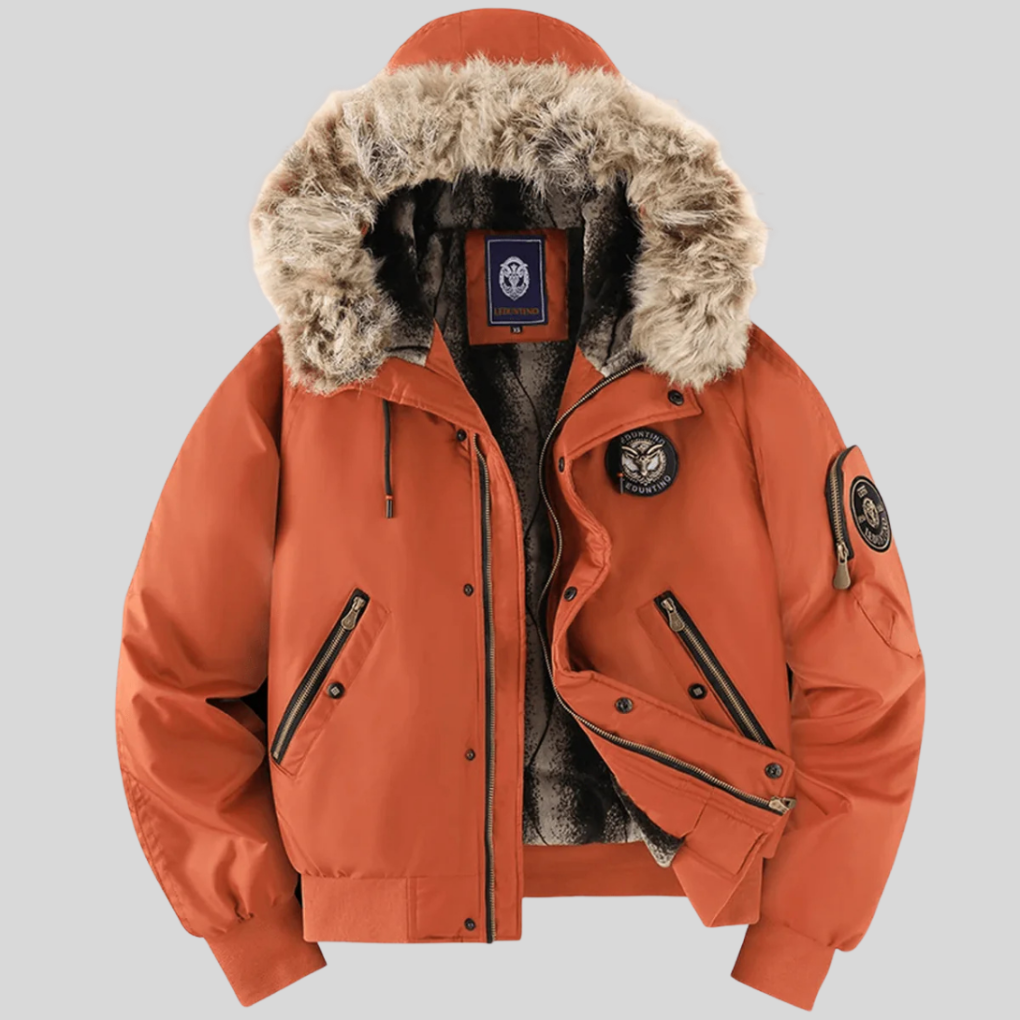 Giacca bomber imbottita con cappuccio in ecopelliccia