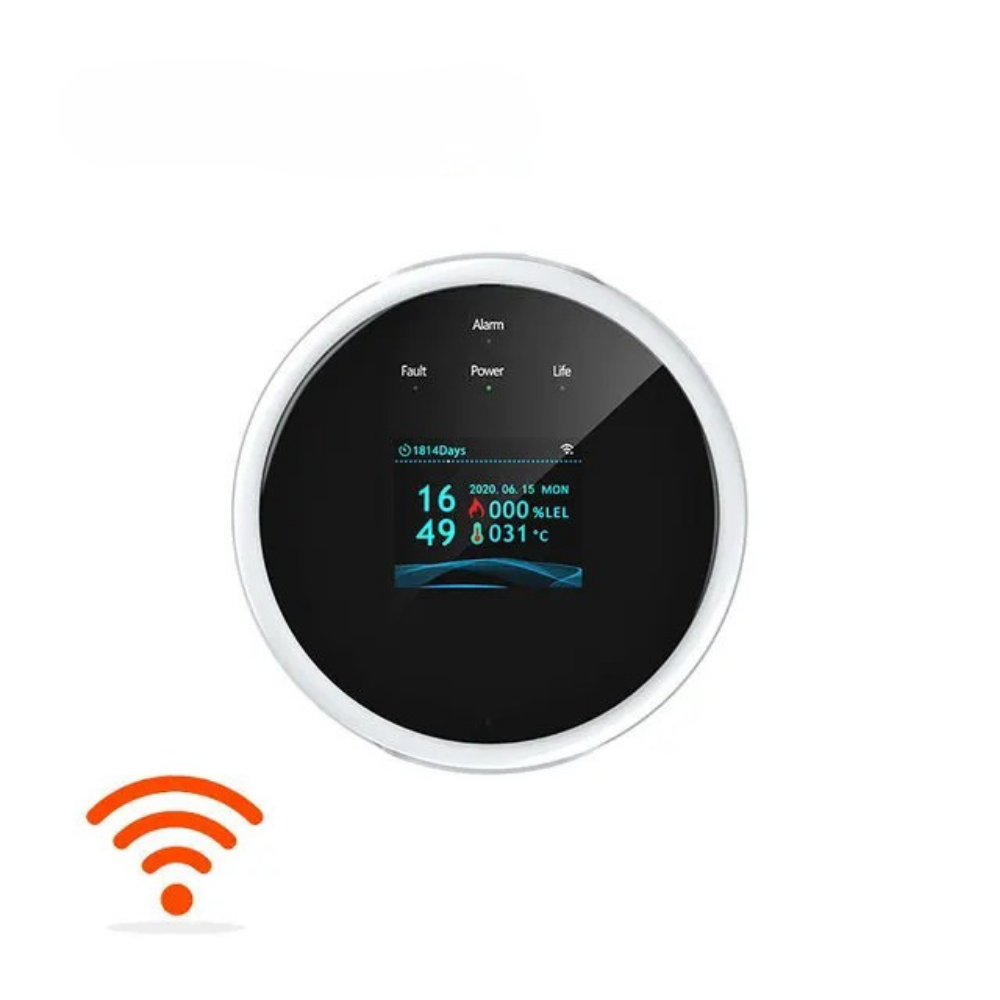 Tuya WiFi-Gasdetektor, Smart Home Erdgasalarm mit LCD-Anzeige, brennbarer Sensor
