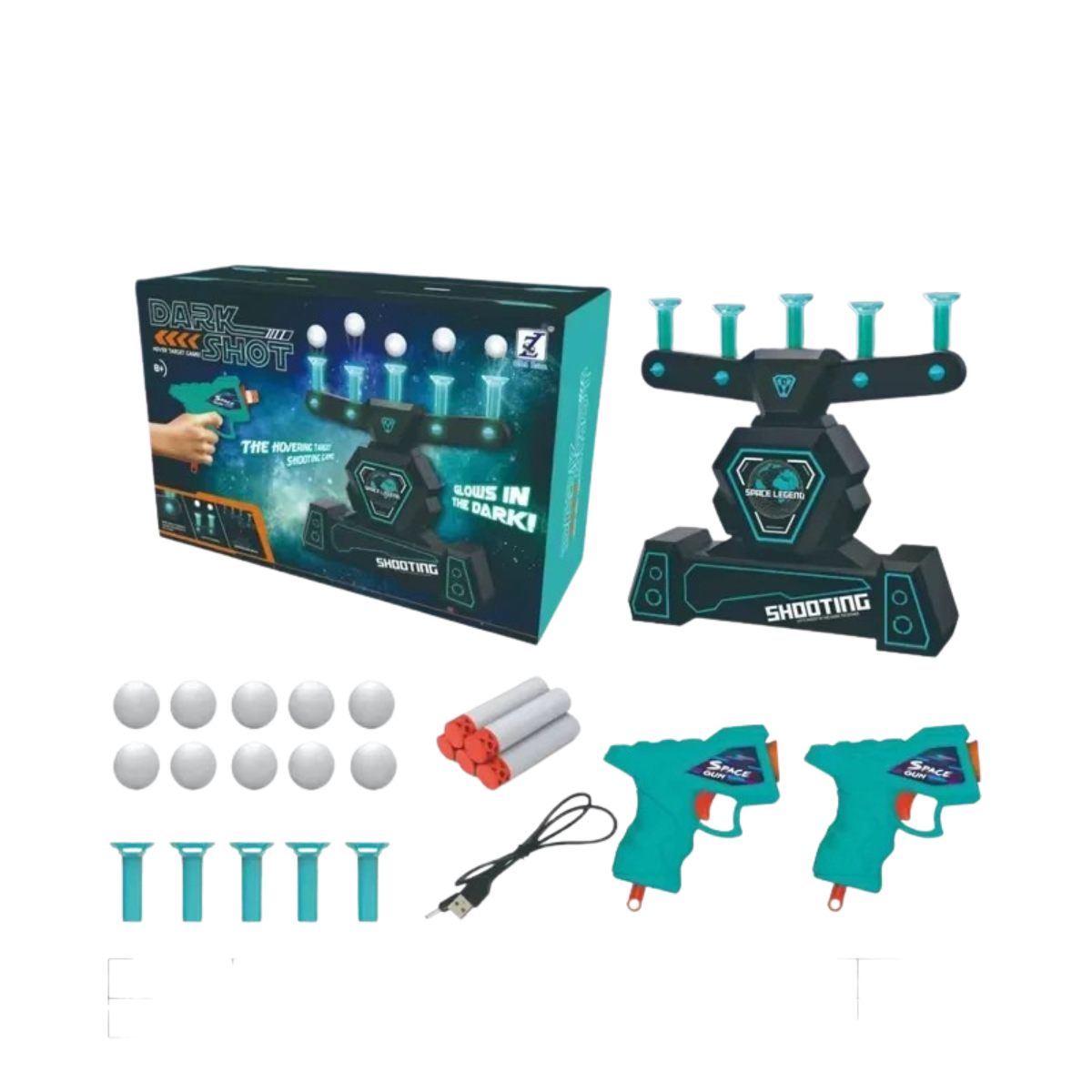 Leuchtendes schwebendes Zielspiel für Kinder – Schaumstoffpfeil-Schießherausforderung mit Klangwirkungen und batteriebetriebener Basis