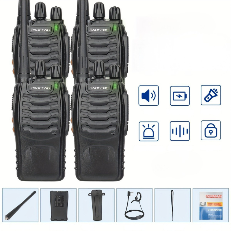 Langdistance walkie talkies til voksne, genopladelige 2-vejs radioer med øretelefoner