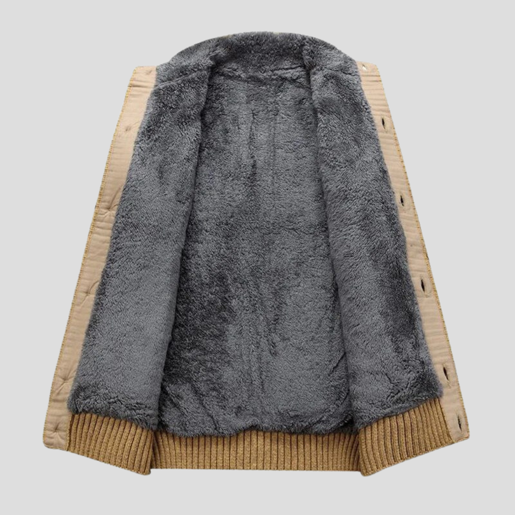 Cardigan foderato in pelliccia sintetica da uomo