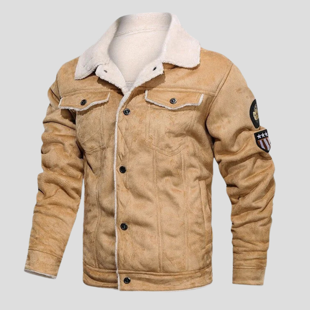 Giacca biker in camoscio da uomo