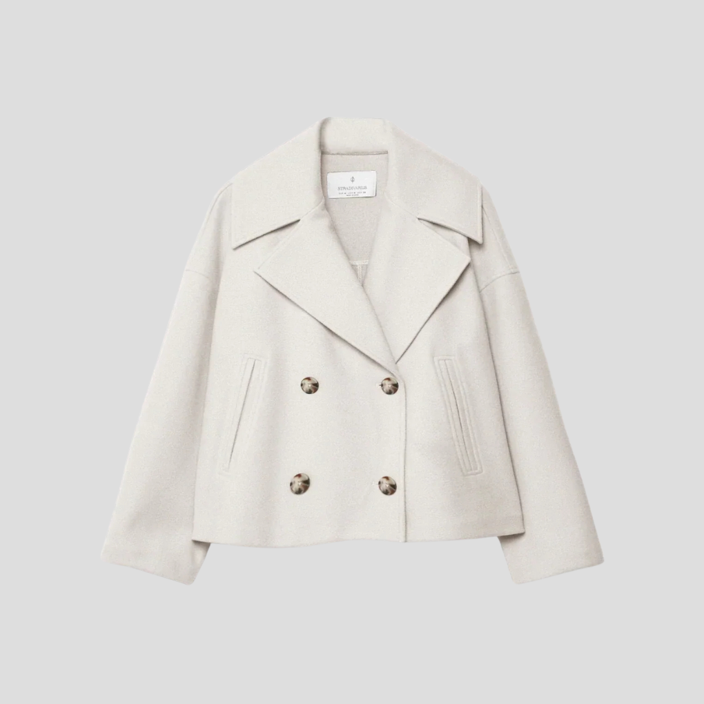 Chic Double-Breasted Short Coat – Elegant & Timeless