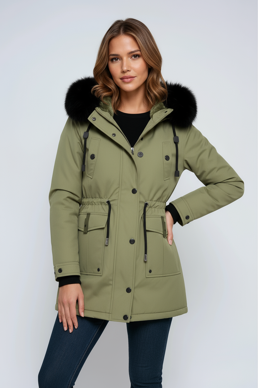 WOMEN’S PARKA COAT | WINTER JACKET WITH FUR HOOD