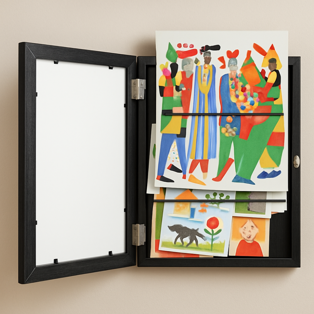 Wall Art Storage Frame Children Drawings Photo Display