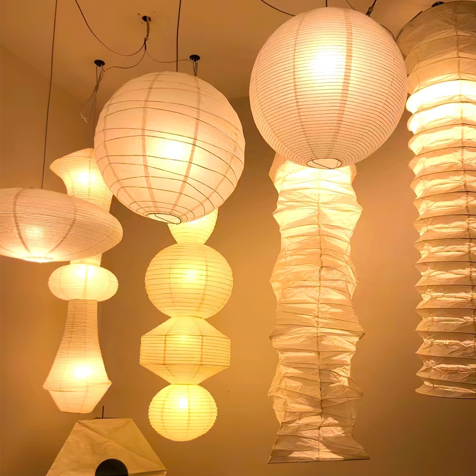 Lámpara colgante japonesa de globo de papel washi 1 luz