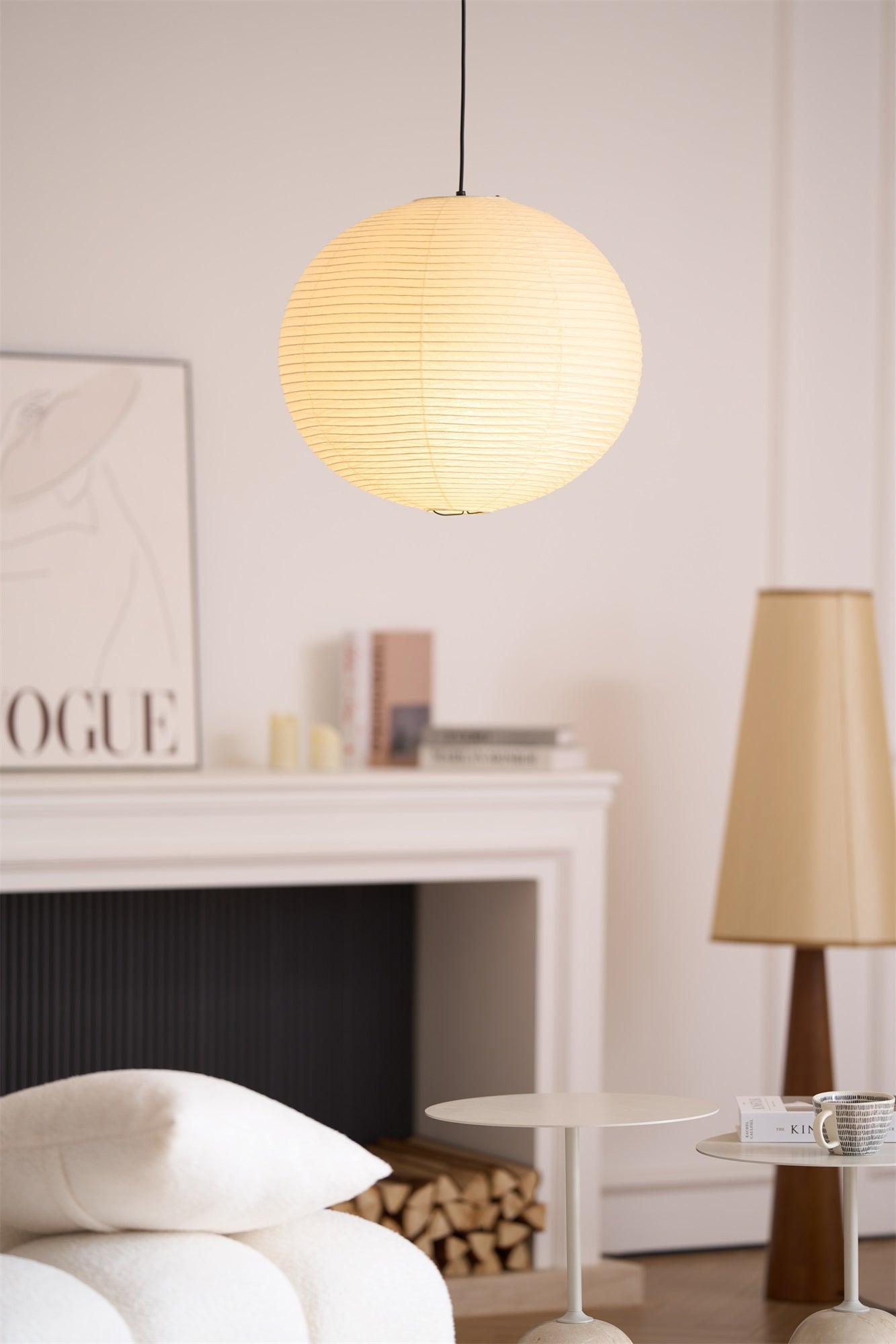 Lámpara colgante japonesa de globo de papel washi 1 luz