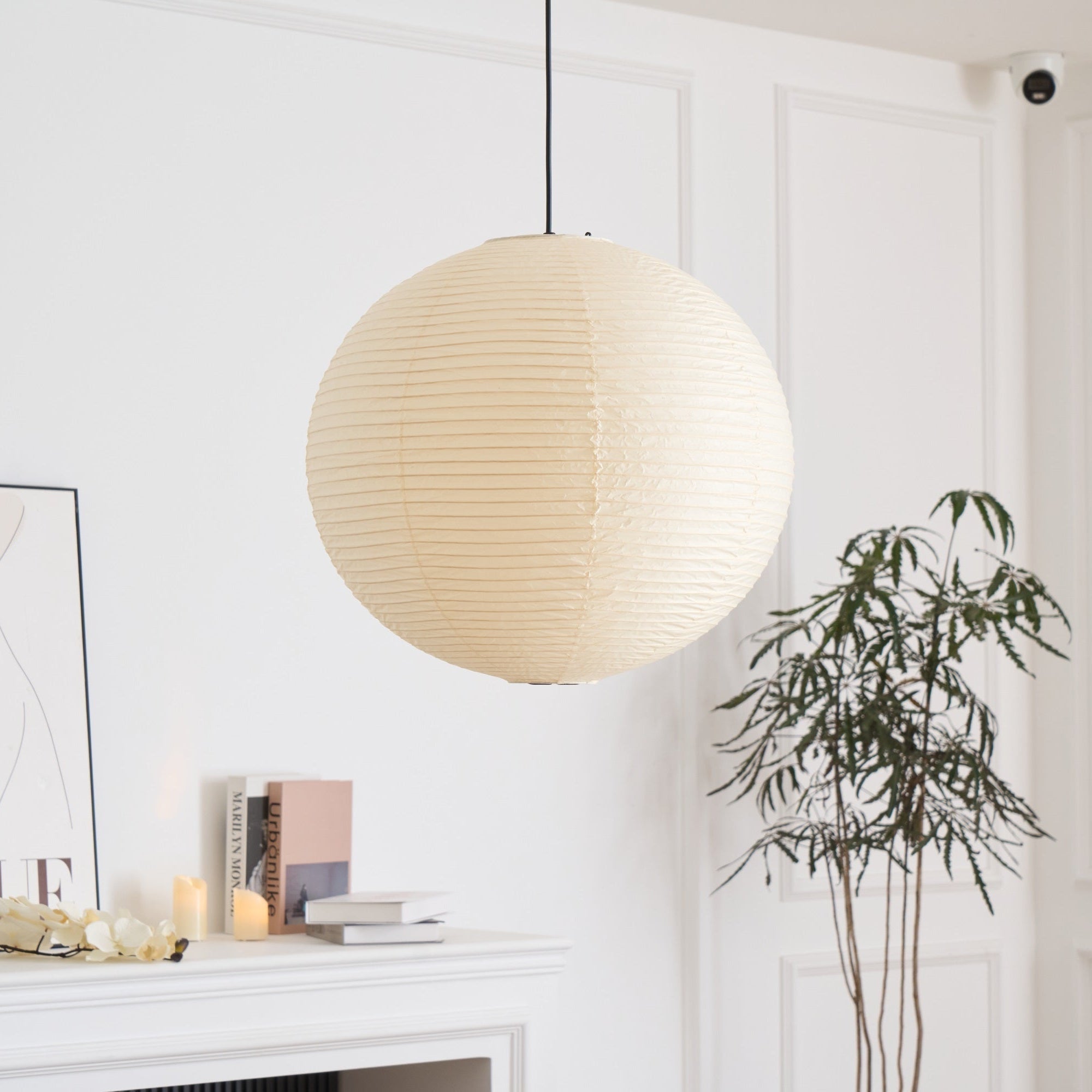 Lámpara colgante japonesa de globo de papel washi 1 luz