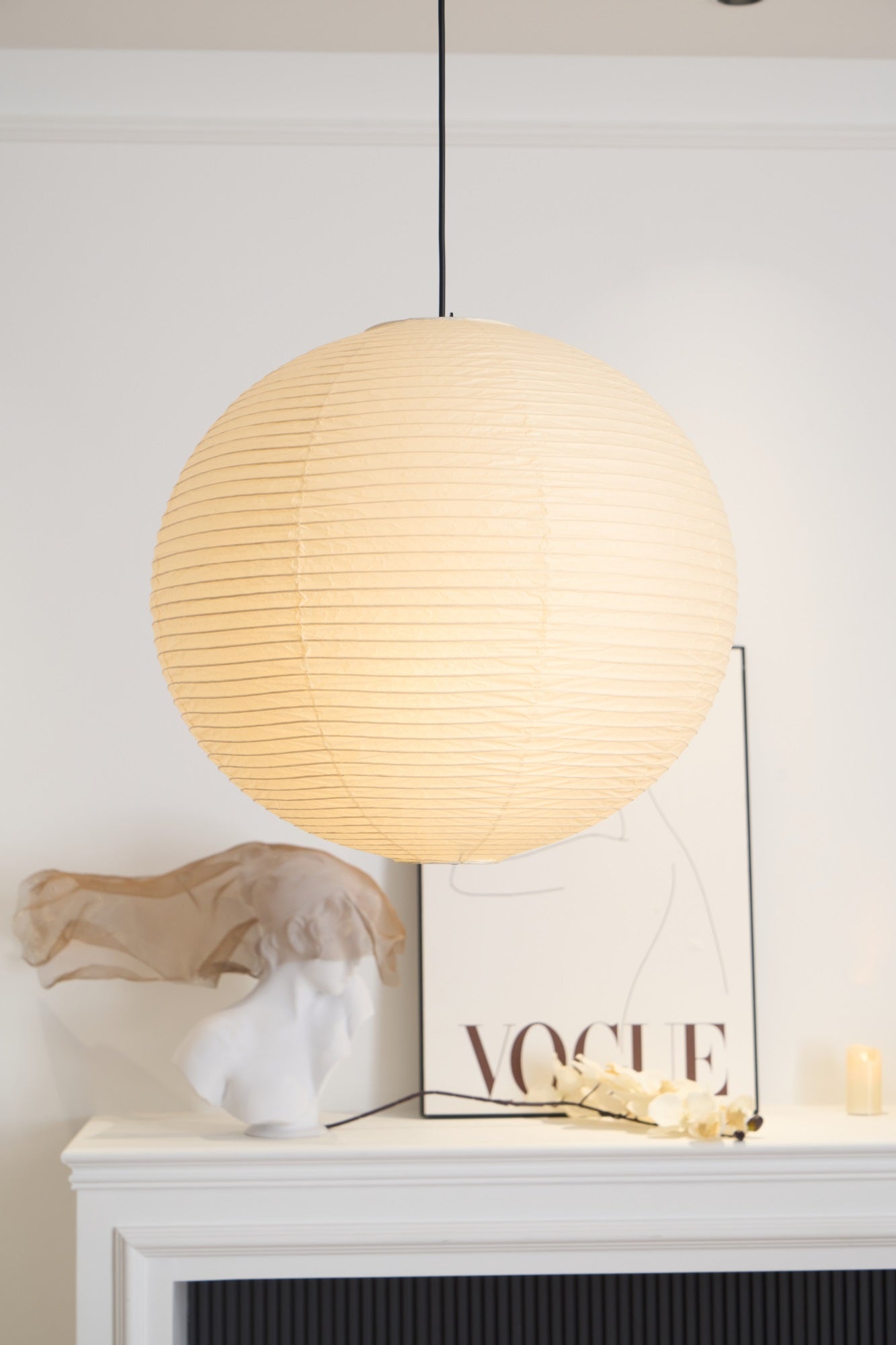 Lámpara colgante japonesa de globo de papel washi 1 luz