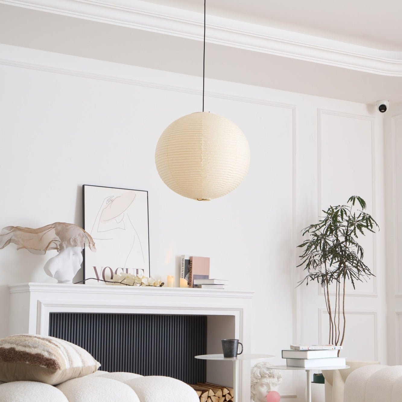 Lámpara colgante japonesa de globo de papel washi 1 luz