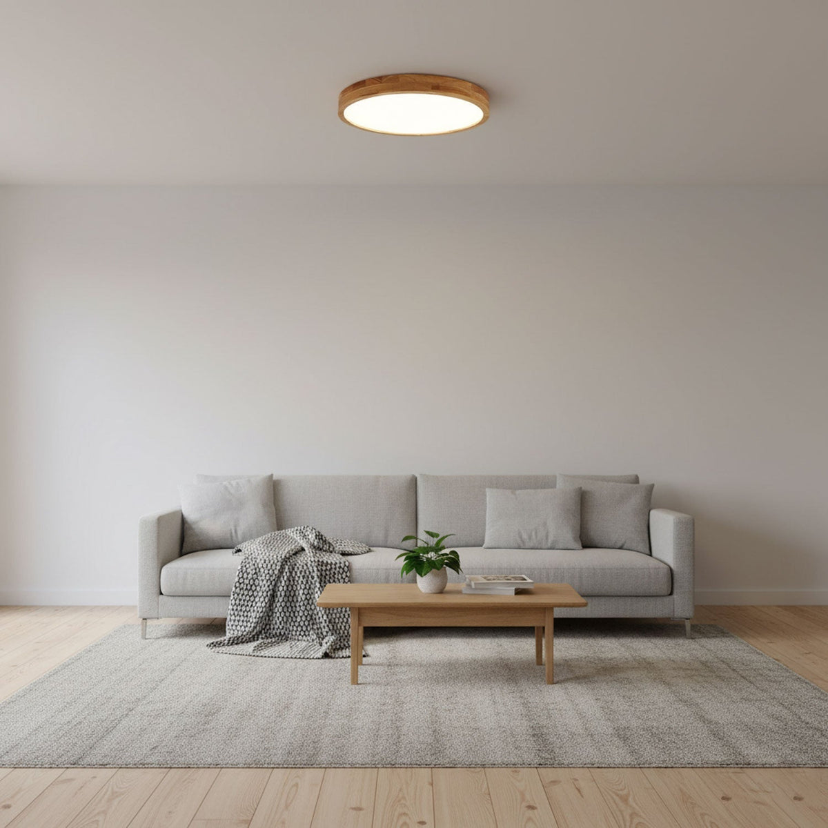 Moderner nordischer runder Holz-LED-Deckenleuchte, 1-flammig  
