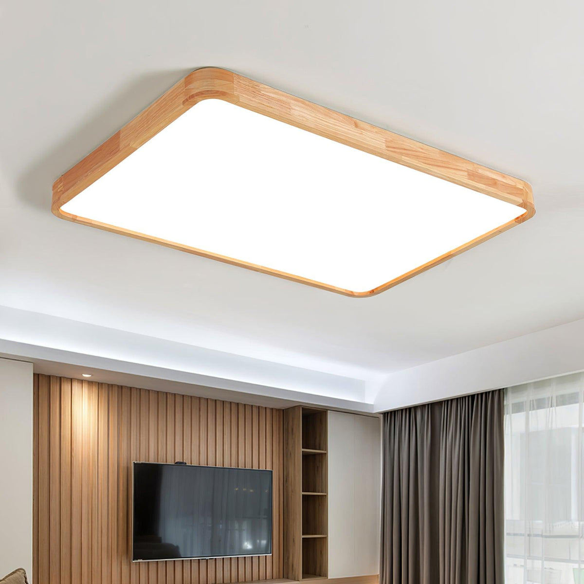 Moderner nordischer runder Holz-LED-Deckenleuchte, 1-flammig  