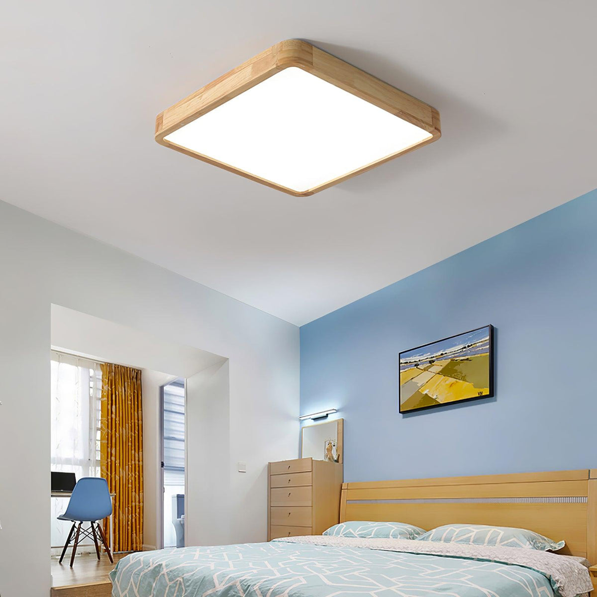 Moderner nordischer runder Holz-LED-Deckenleuchte, 1-flammig  