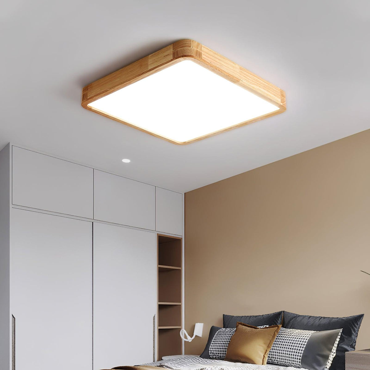 Moderner nordischer runder Holz-LED-Deckenleuchte, 1-flammig  