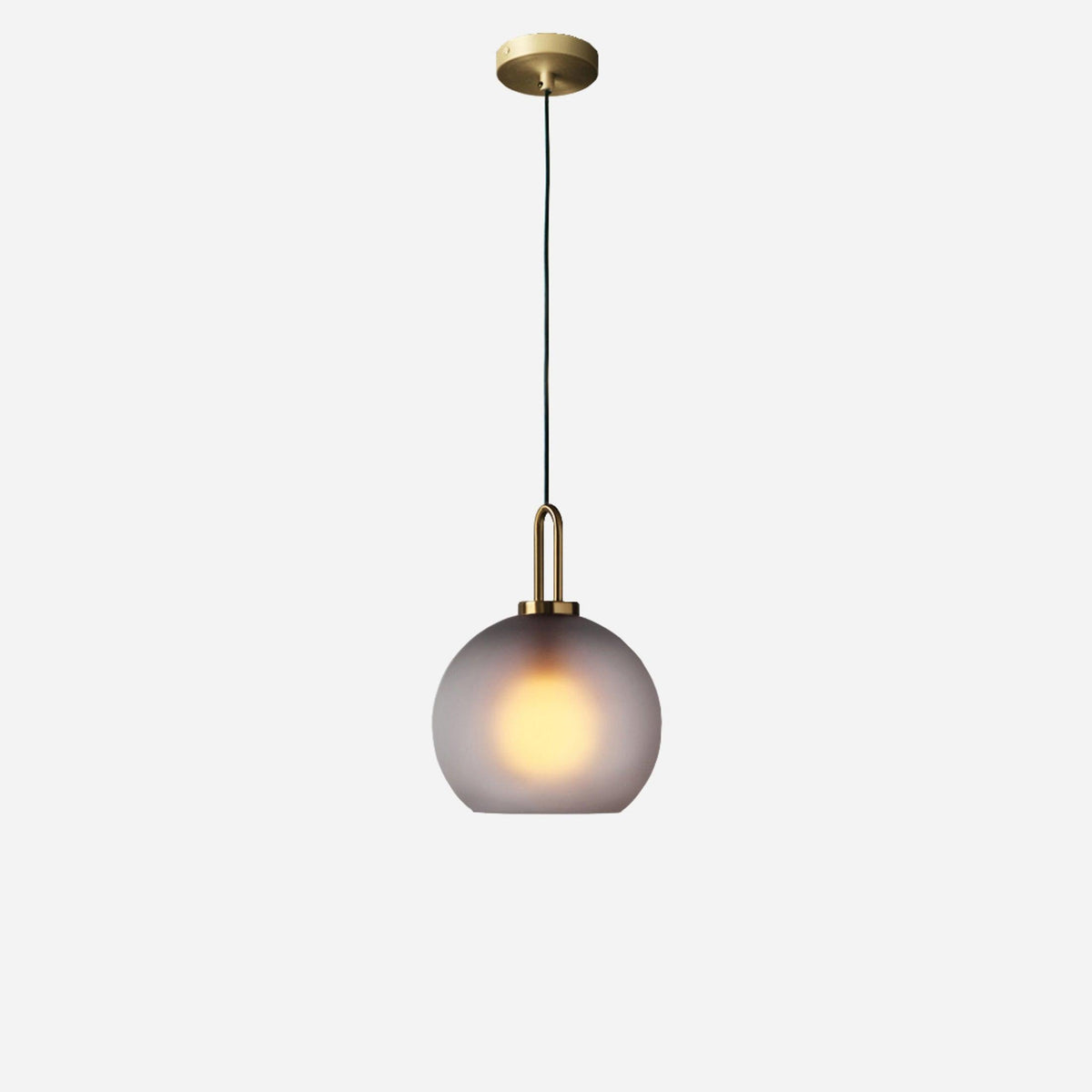 Lampadario moderno cilindrico in vetro e ottone a 1 luce