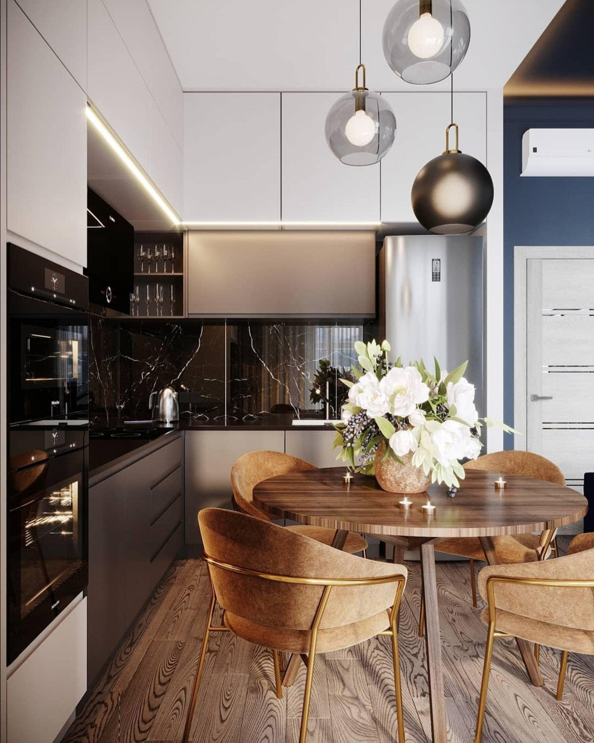 Lampadario moderno cilindrico in vetro e ottone a 1 luce