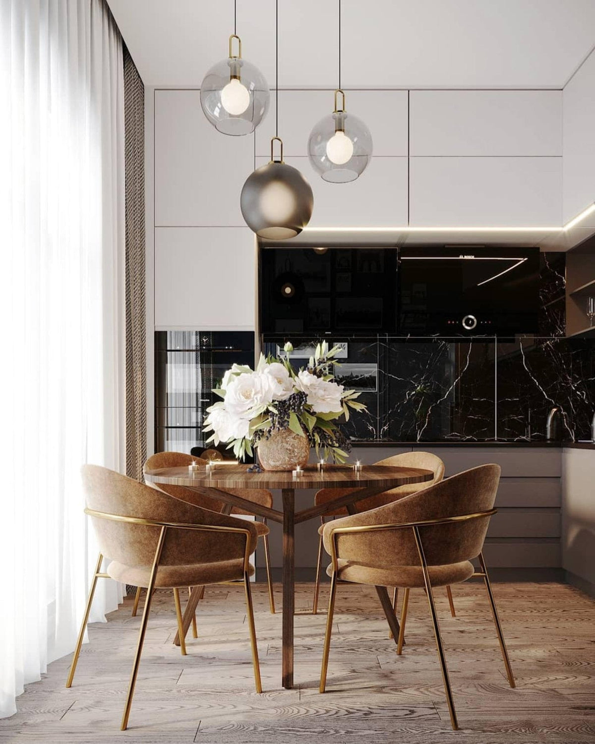 Lampadario moderno cilindrico in vetro e ottone a 1 luce