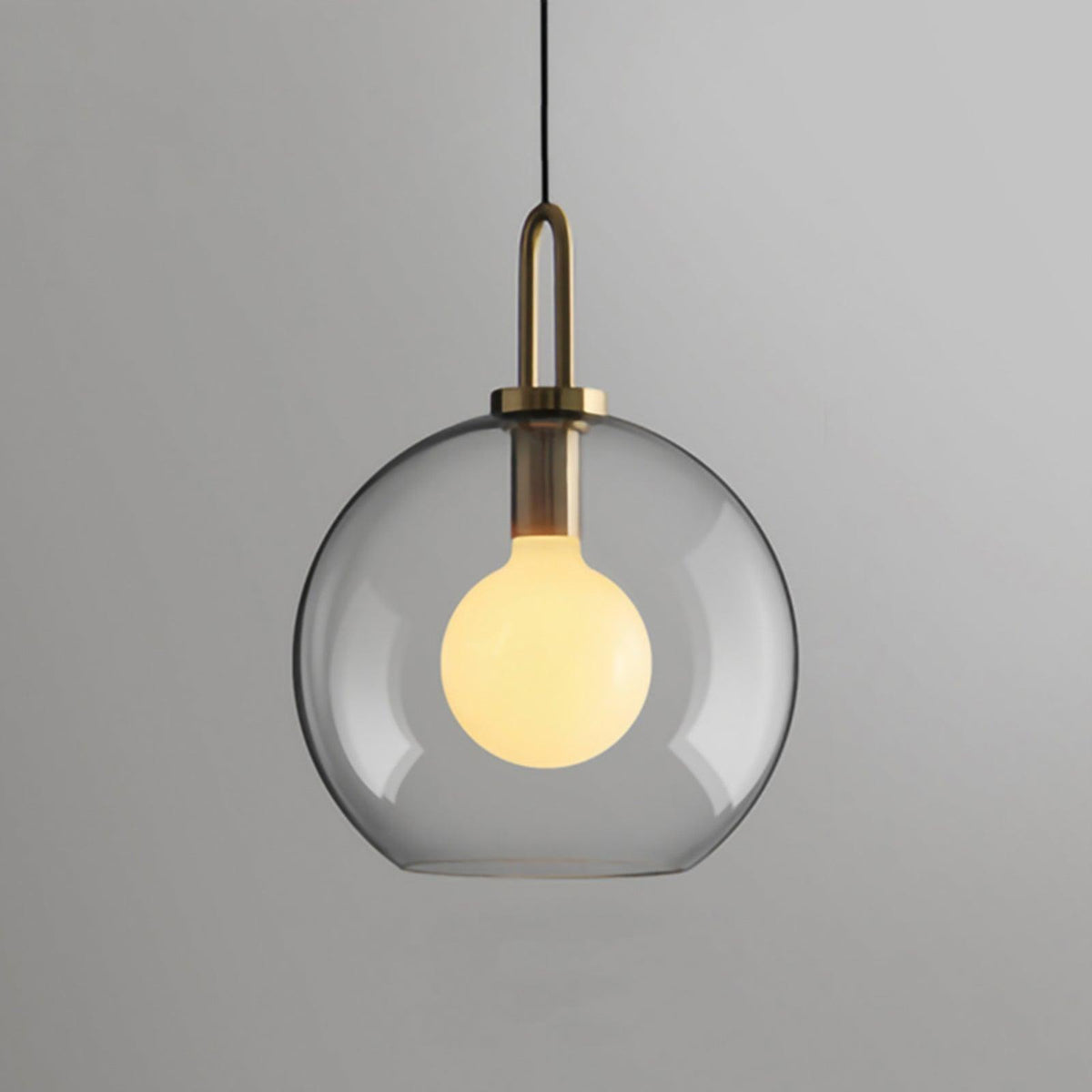 Lampadario moderno cilindrico in vetro e ottone a 1 luce