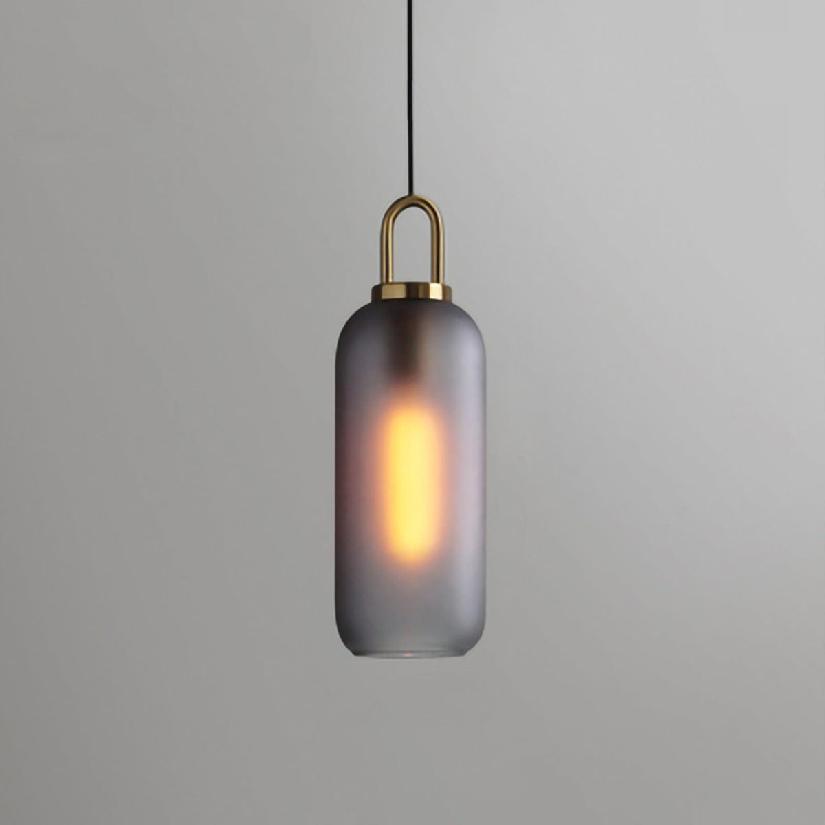 Lampadario moderno cilindrico in vetro e ottone a 1 luce