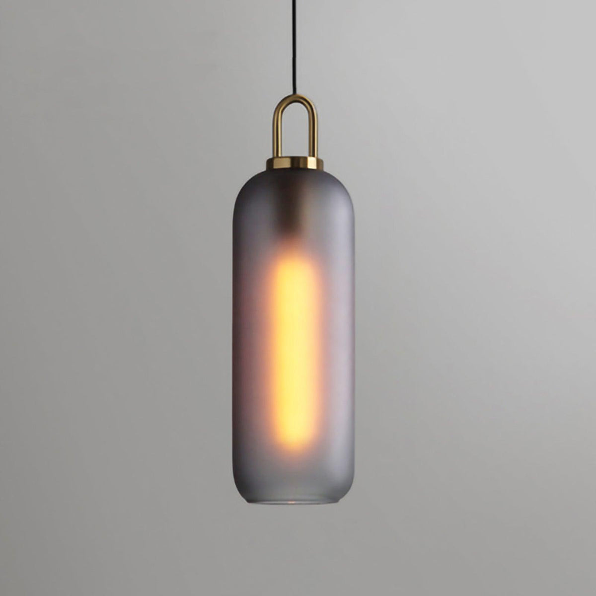 Lampadario moderno cilindrico in vetro e ottone a 1 luce