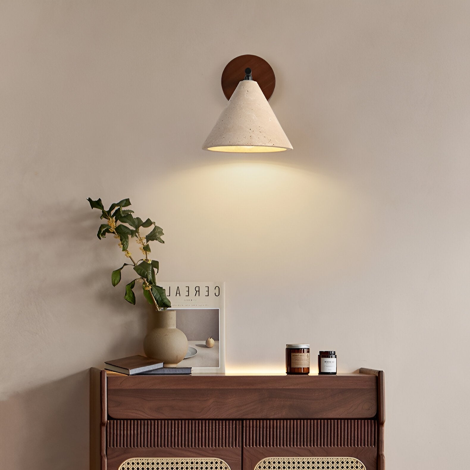Moderne Travertin Kegel LED-Wandleuchte 1-flammig