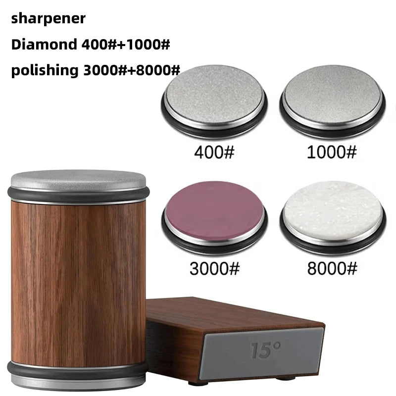 Affilacoltelli 2 in 1 con doppio angolo e supporto magnetico per coltelli