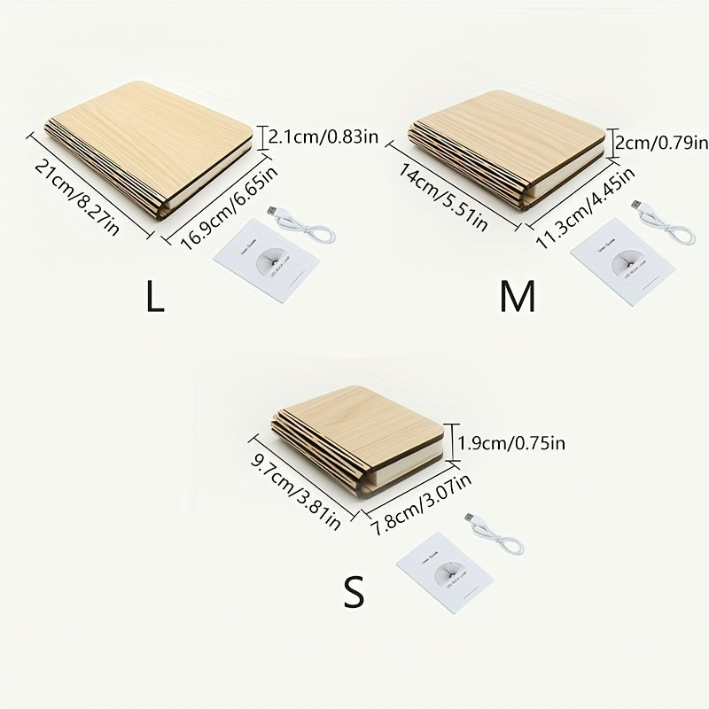 Folding Book Lamp – Rechargeable LED Bedside Light, 3-Color Portable Night Light