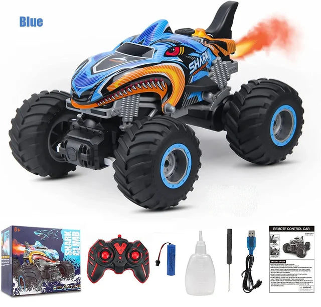 Camión monstruo todoterreno RC 4x4 – Coche de control remoto para escalar rocas y derrapar (diseño Shark Digger)