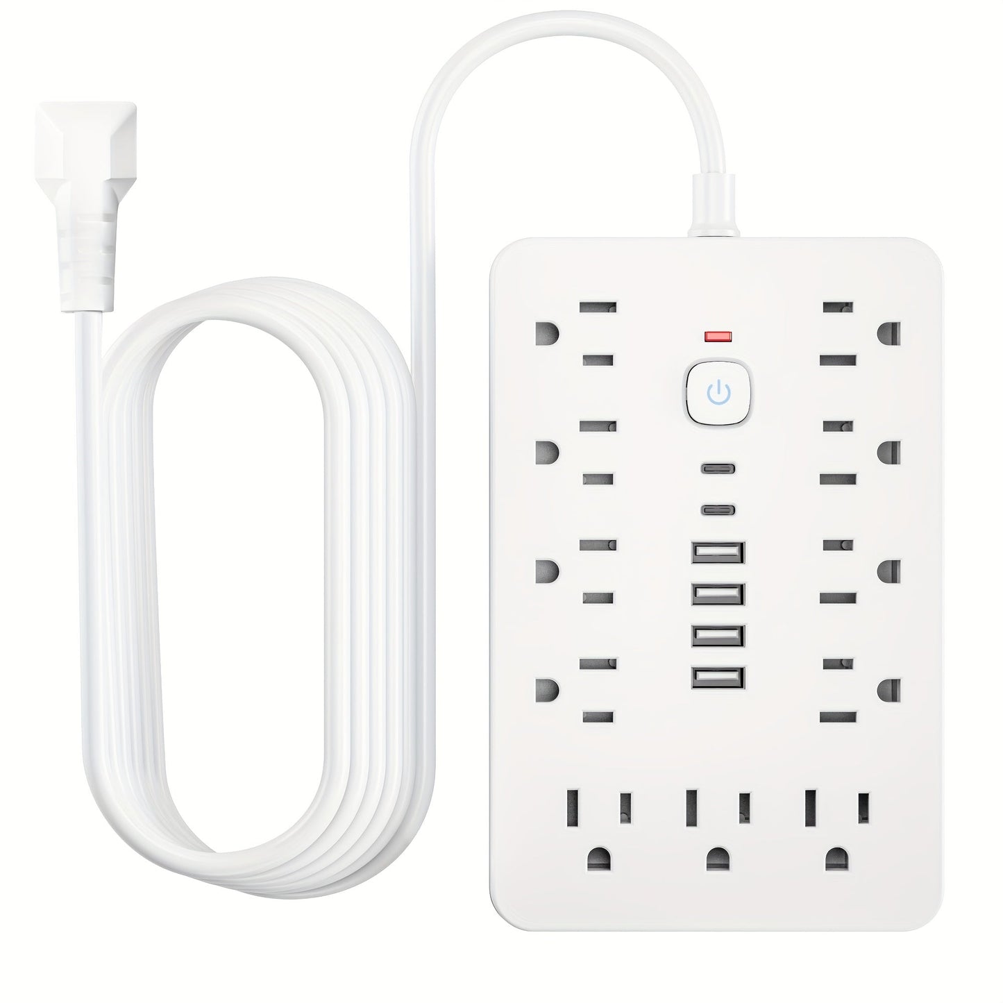 Protezione da sovratensione multipresa 17 in 1 – 11 prese elettriche, 4 USB, 2 Type-C, spina piatta
