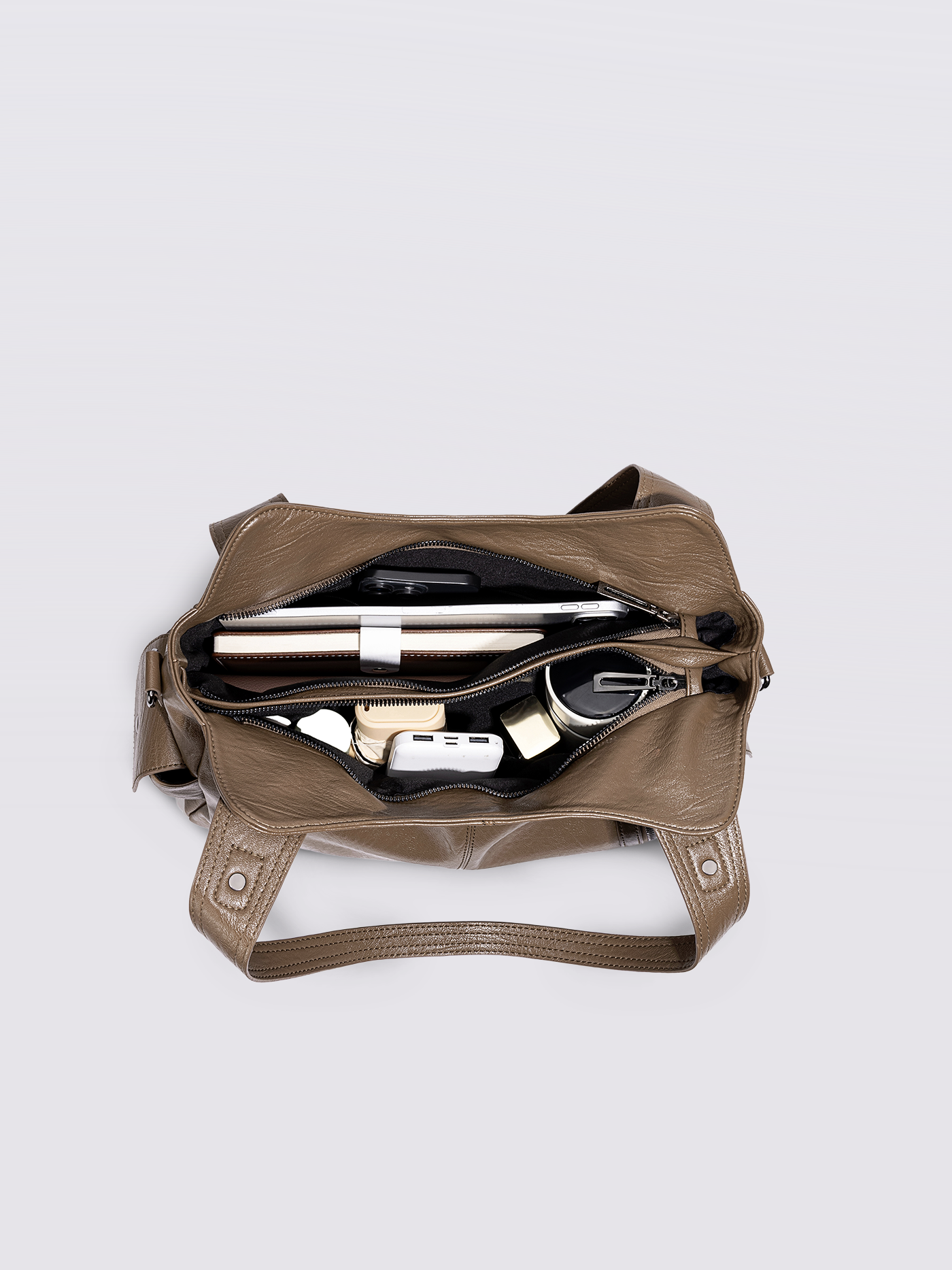 Alltags-Eleganz | Schwarze Ledertasche zum Tragen