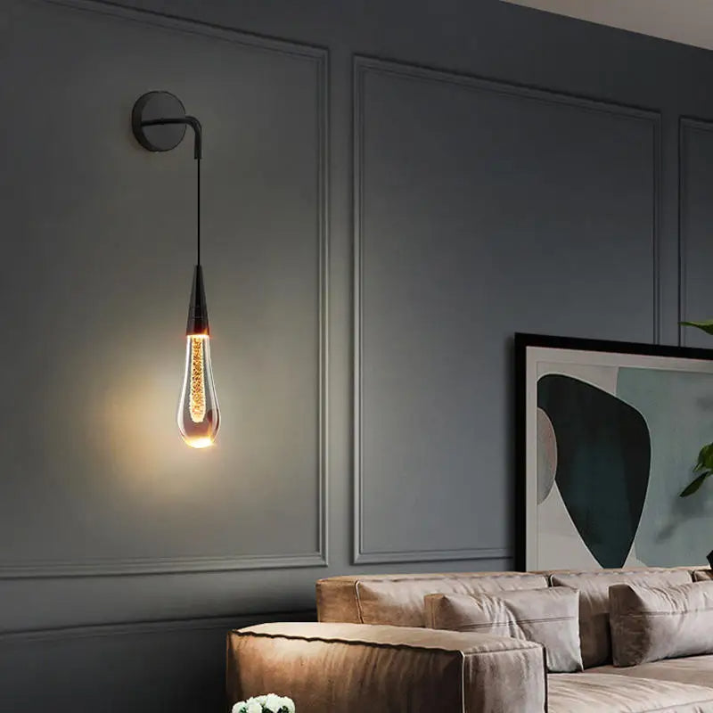 Aplique de pared LED moderno con gotas de lluvia de vidrio 1 luz