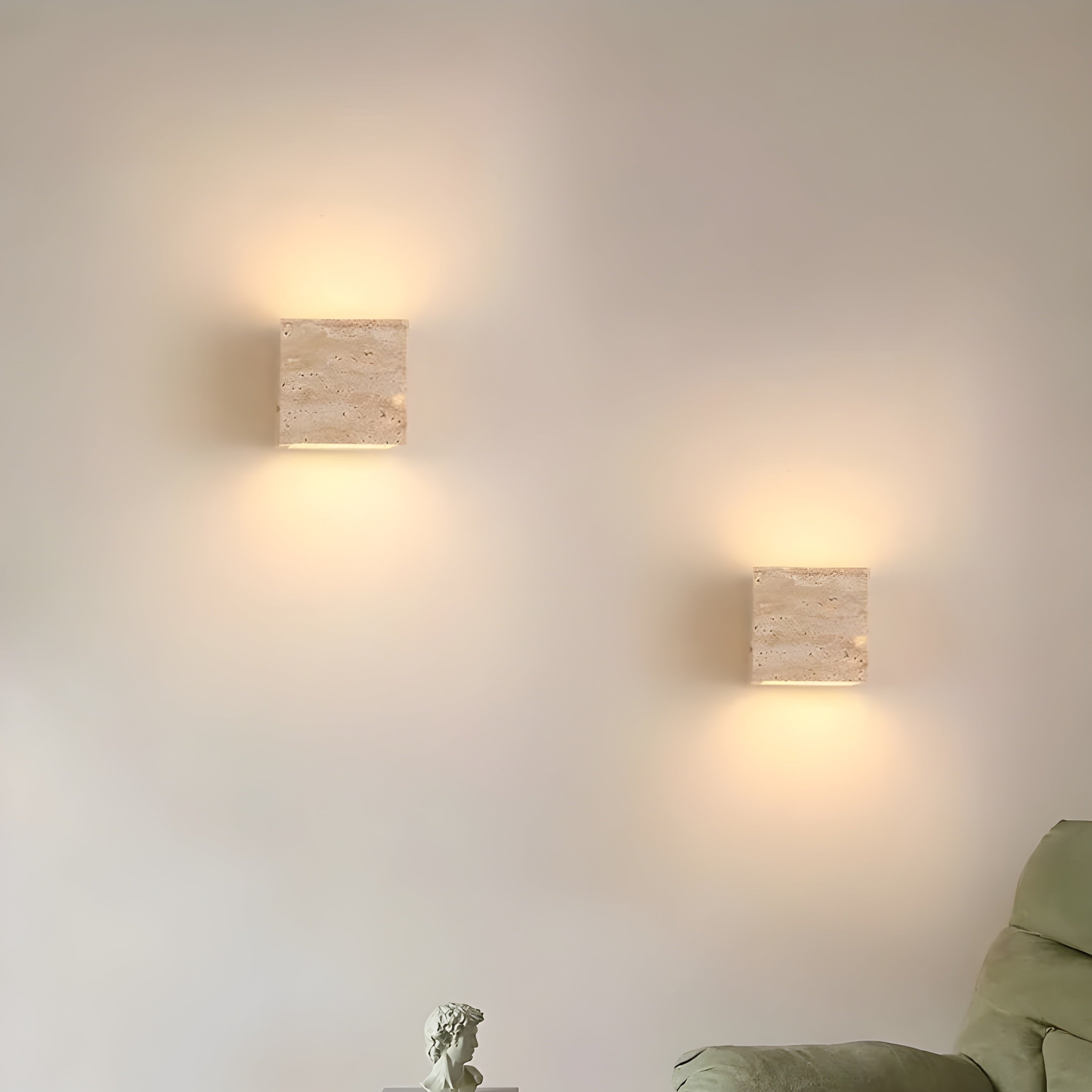 Luz de pared exterior cuadrada minimalista de piedra travertino LED de 1 luz