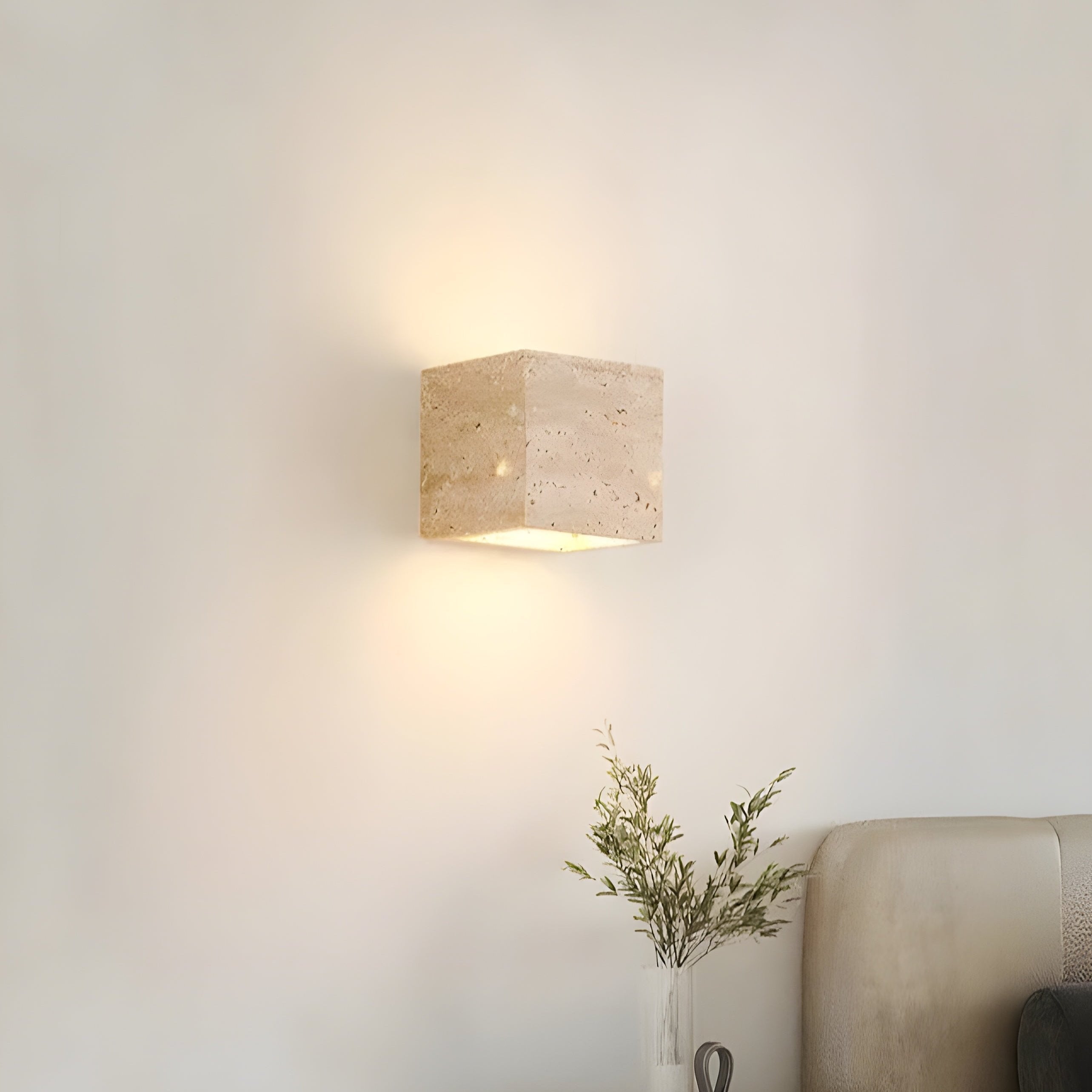 Luz de pared exterior cuadrada minimalista de piedra travertino LED de 1 luz