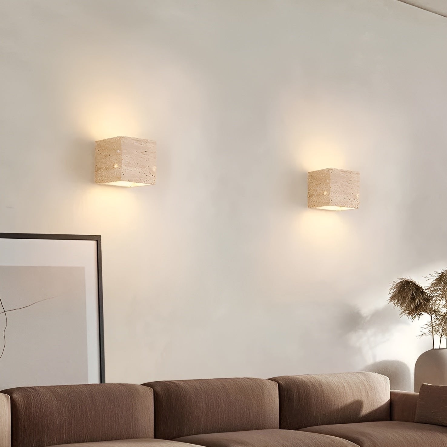 Luz de pared exterior cuadrada minimalista de piedra travertino LED de 1 luz
