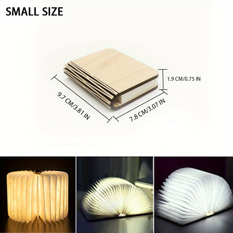 Folding Book Lamp – Rechargeable LED Bedside Light, 3-Color Portable Night Light