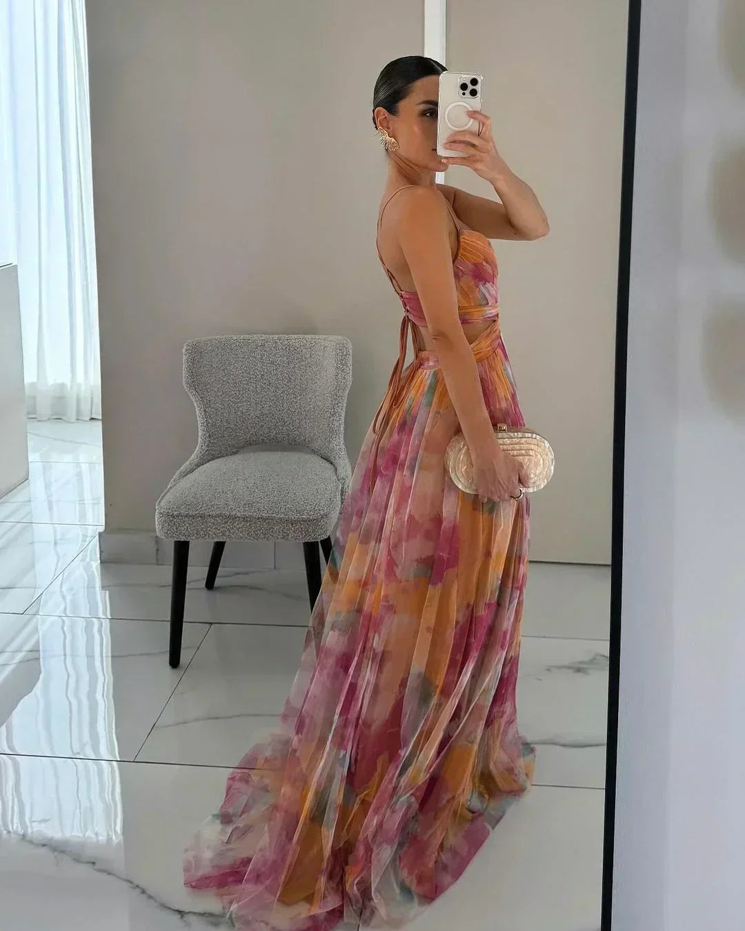 Puili | Women's Refined Maxi Dress with Textured Layers