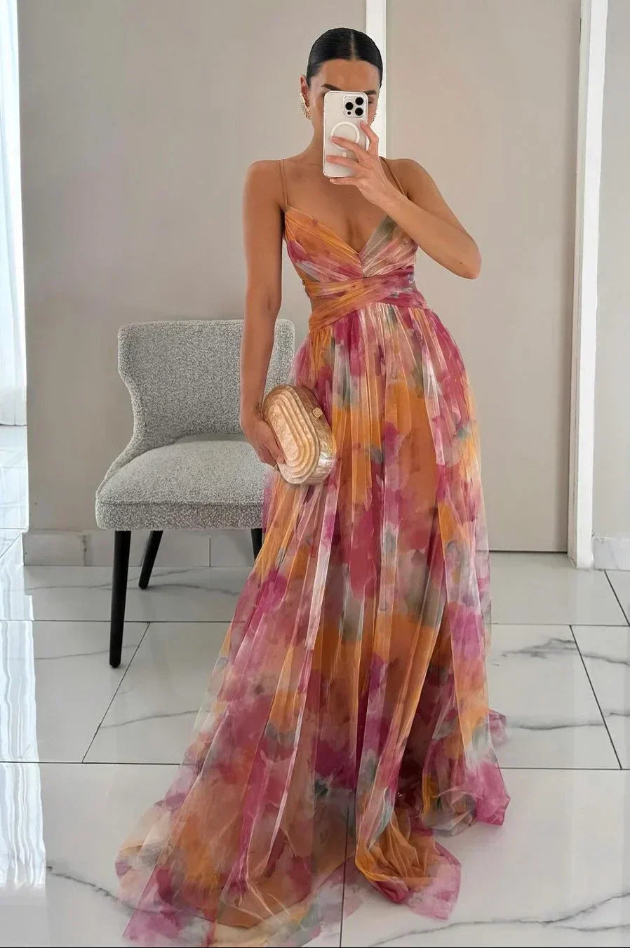 Puili | Women's Refined Maxi Dress with Textured Layers