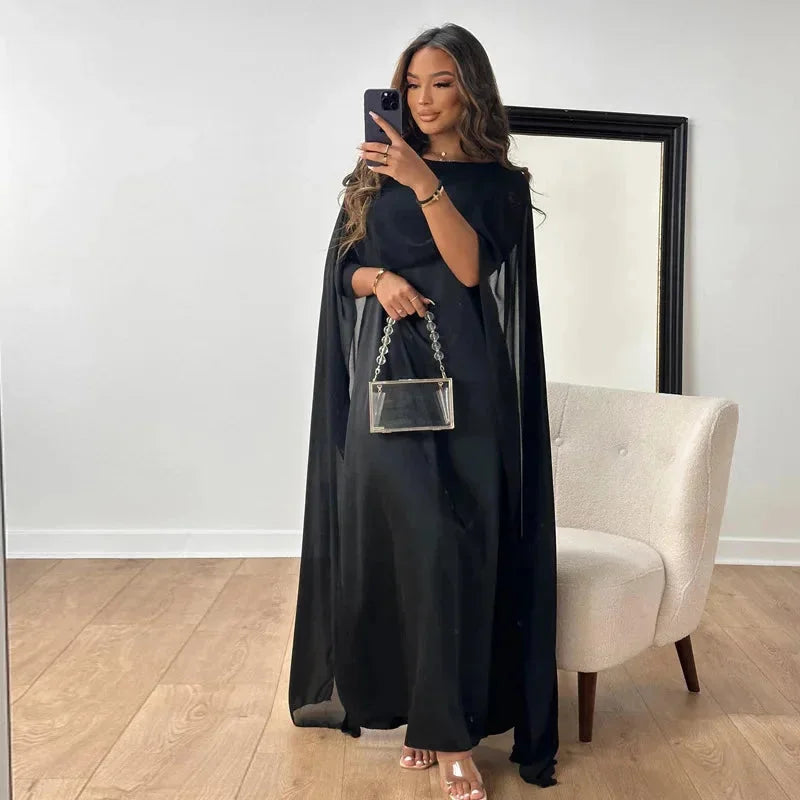 Puili | Women's Refined Cape Maxi Dress for Evening Wear
