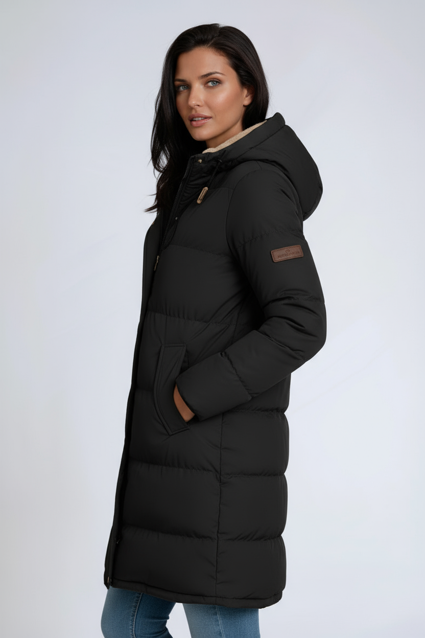STEPPMANTEL | MID-LENGTH WINTERJACKE MIT KAPUZE