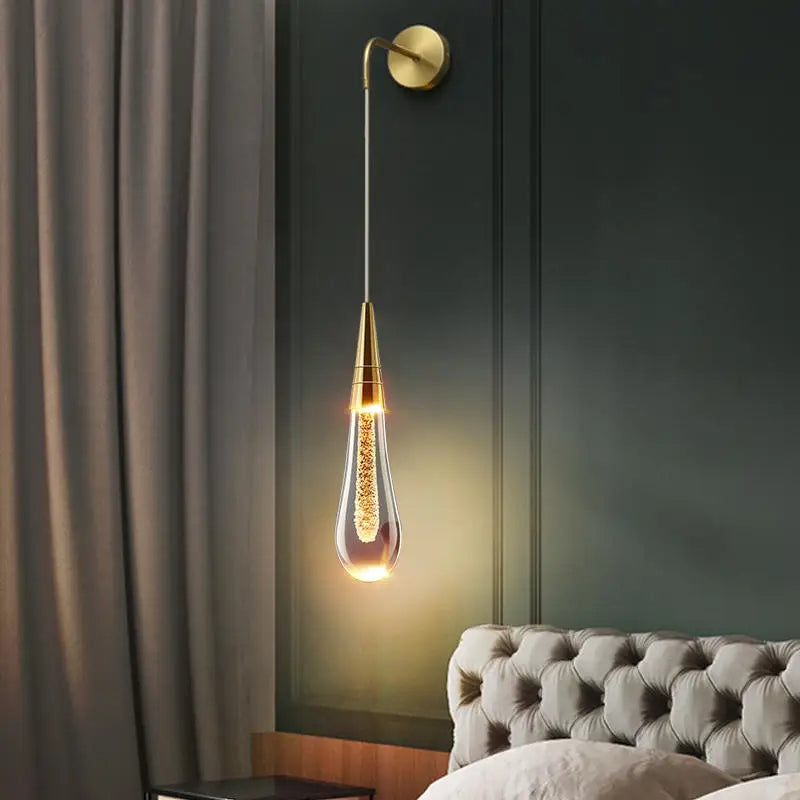 Aplique de pared LED moderno con gotas de lluvia de vidrio 1 luz