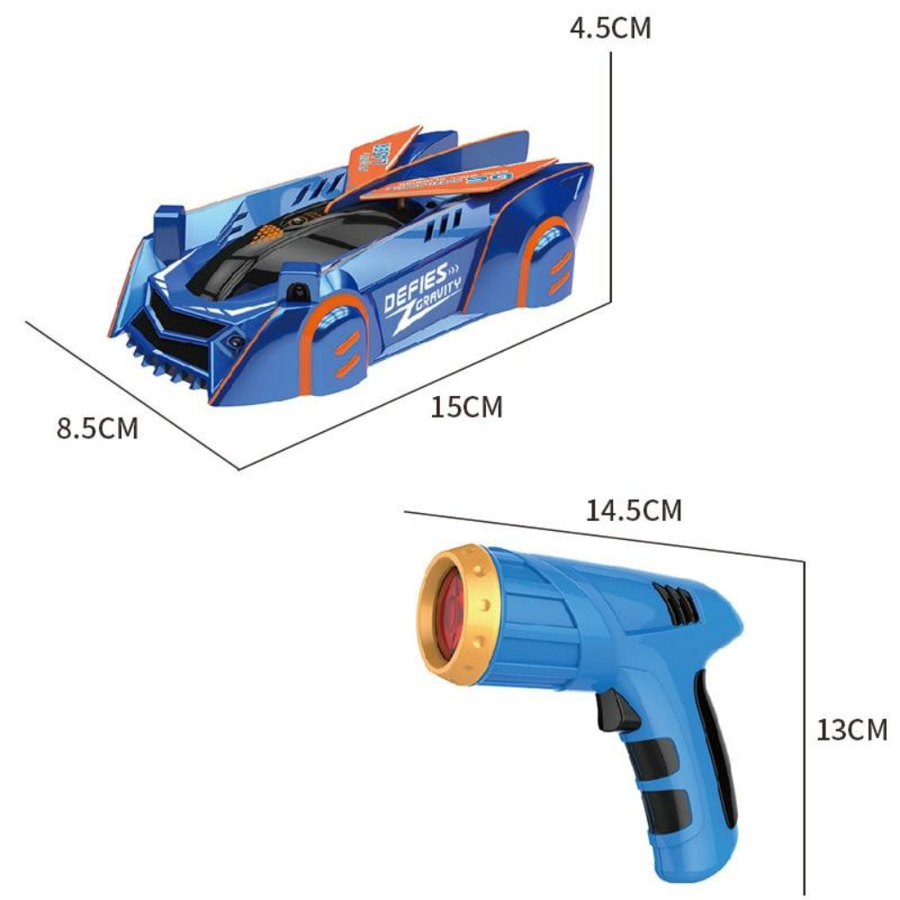 Auto telecomandata da parete con laser, controllo remoto LED, giocattolo acrobatico per bambini
