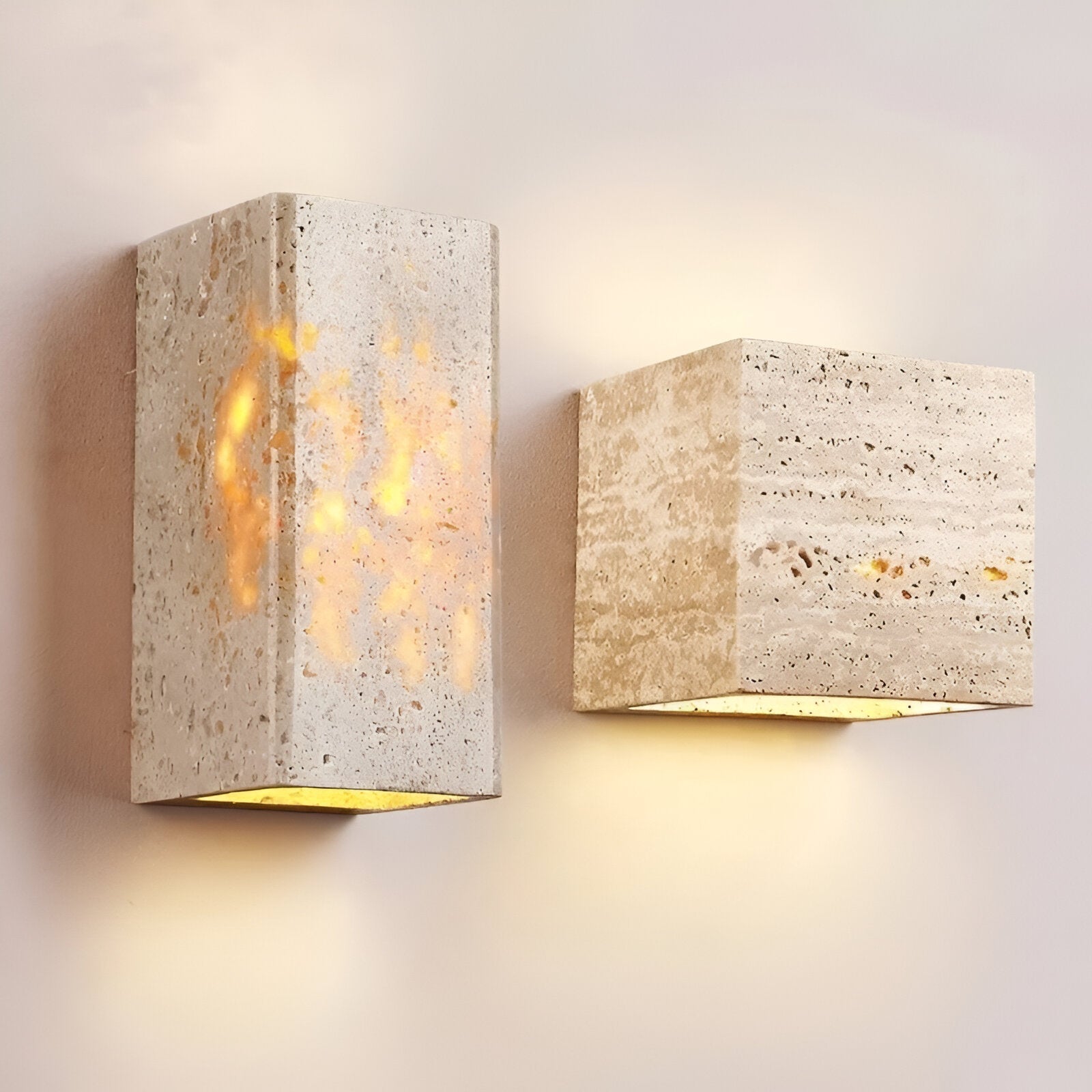 Luz de pared exterior cuadrada minimalista de piedra travertino LED de 1 luz