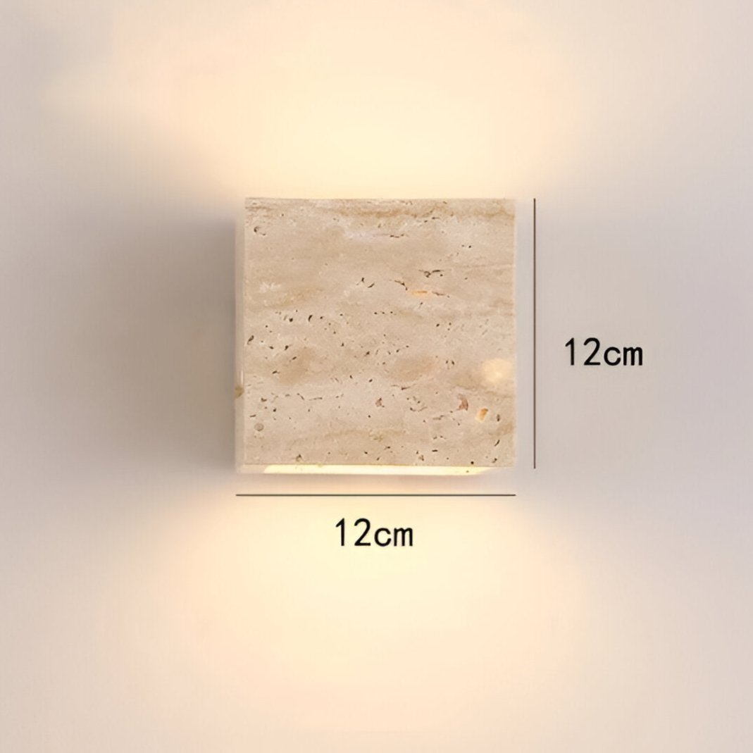 Luz de pared exterior cuadrada minimalista de piedra travertino LED de 1 luz