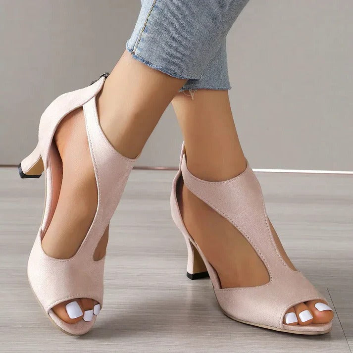PEEP TOE HEELS | Refined ANKLE STRAP SANDALS WITH MID HEEL