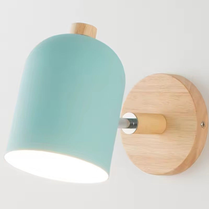 Applique da parete a cilindro in legno scandinavo LED 1 luce